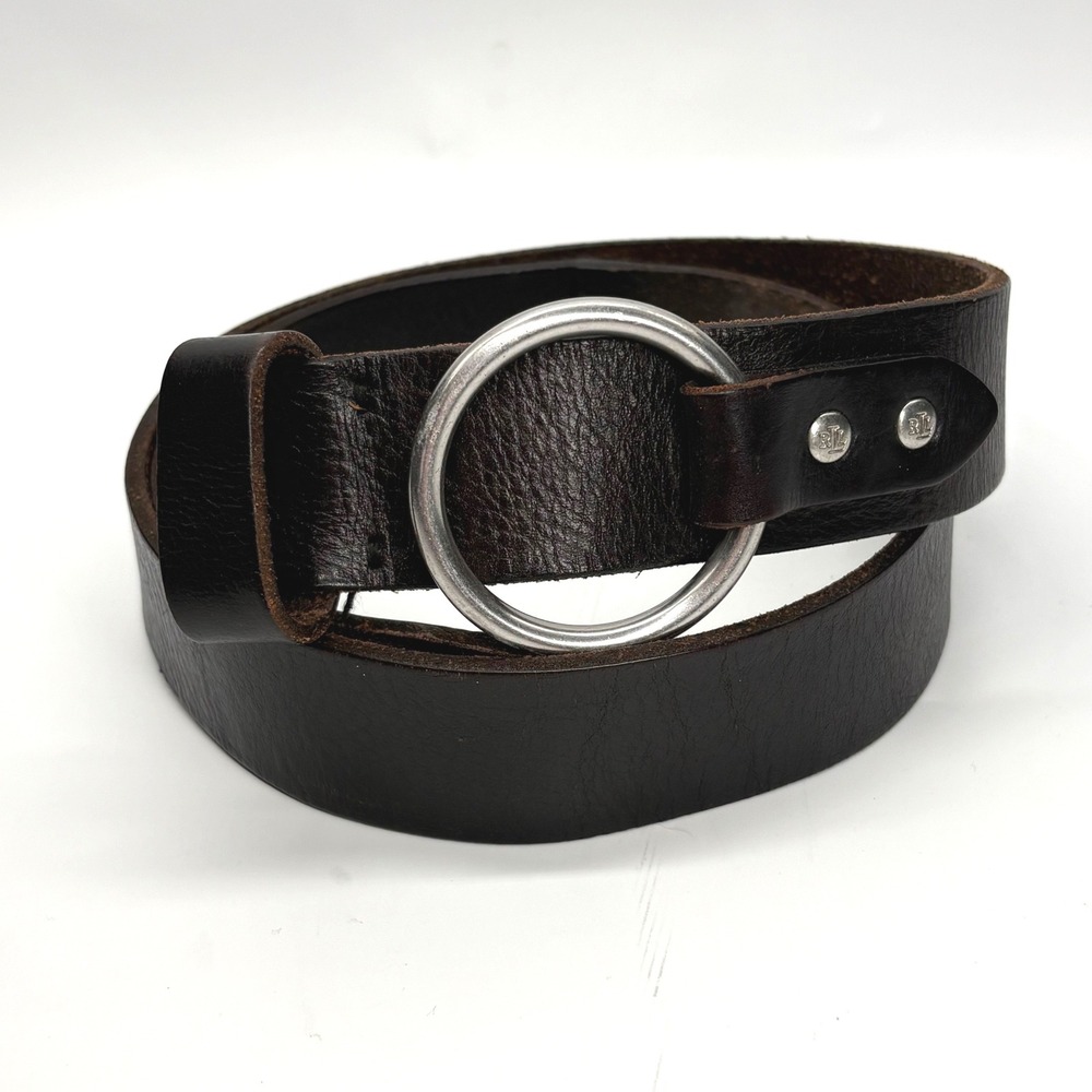 Lauren Ralph Lauren Women Brown Leather Silver O-Ring Belt Equestrian Hippie Sm